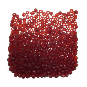 Margele nisip rotunde rosu inchis transparent 4mm 60g