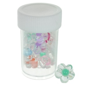 Margele plastic transparent forma floare interior culori pastel 12x6mm 6g/borcan
