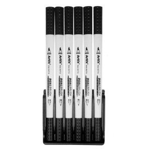 Marker 2 capete liner 0,4mm/pensula 3,5mm 6 buc/set Artix negru PP917-6 - Img 2