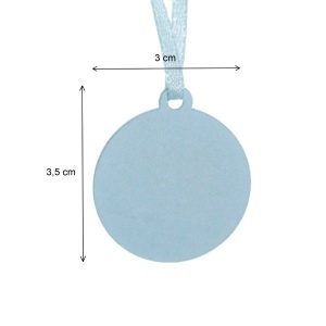 Marturie botez ceramica/placaj calut 3x3,5cm cu gaura si agatatoare 4/set alb/albastru - Img 2