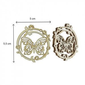 Medalion placaj filigranat fluture model 1 5cm 2/set - Img 2