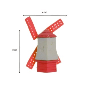 Miniatura moara de vant din plastic rosu/crem 1,8x3x4cm - Img 2