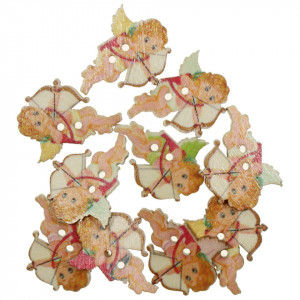 Nasture lemn multicolor Cupidon 2,5x3cm 10/set