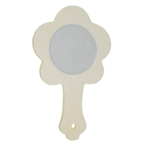 Oglinda rotunda pe suport placaj floare 5 petale cu maner 13x8,5cm