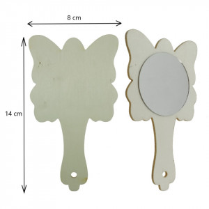Oglinda rotunda pe suport placaj fluture cu maner 14x8cm - Img 2
