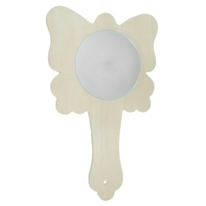 Oglinda rotunda pe suport placaj fluture cu maner 19x11,7cm