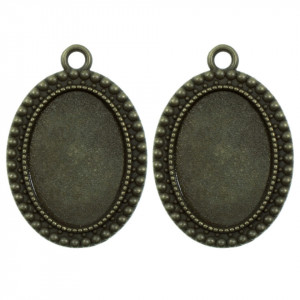 Pandantiv baza bronz 26x37mm pentru cabochon oval 18x25 mm 2/set P109