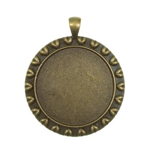 Pandantiv baza bronz 45x54mm pentru cabochon rotund 34,8mm P254