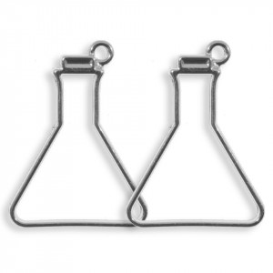 Pandantiv cadru argintiu inchis pahar Erlenmeyer 31x41mm 2/set