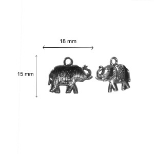 Pandantiv metalic argintiu elefant 18x15mm 12/set - Img 2