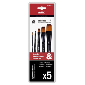 Pensula sintetica varf drept coada scurta 5/set Artix 2-5-10-15-20 PP386-02 - Img 1