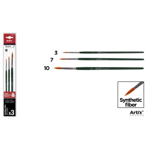 Pensula sintetica varf rotund coada scurta 3/set Artix 3-7-10 PP390-02 - Img 2