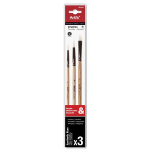 Pensula sintetica varf rotund/drept coada scurta 3/set Artix 2-6-8 PP232