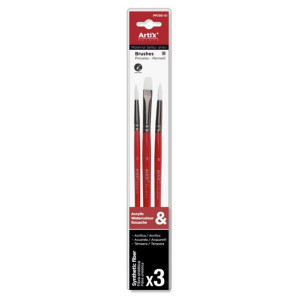 Pensula sintetica varf rotund/drept coada scurta 3/set Artix 2-6-8 PP395-01 - Img 1