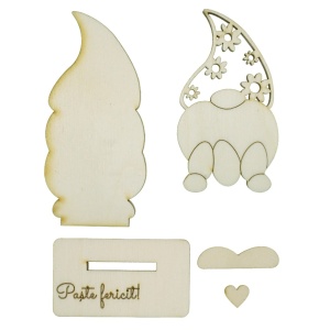 Pitic placaj decupat Paste Fericit! cu inima 5 piese/set 7x4x10,8cm - Img 2