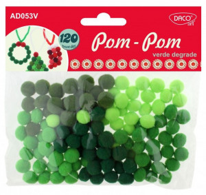 Pompon nuante de verde 1cm 120/set Daco AD053V