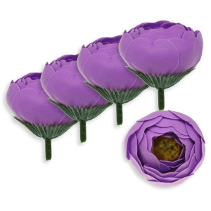 Ranunculus din sapun mov deschis 4cm cu tija si mijloc din plastic 5/set