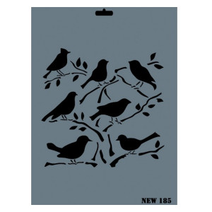 Sablon plastic Pasari pe crengi model 1 25x35cm Rich NEW 185