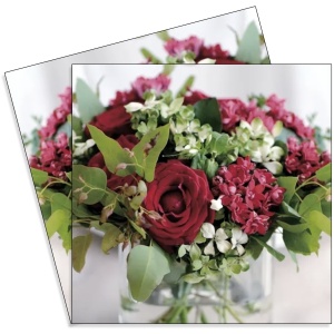 Servetel buchet trandafiri rosii 33x33cm 2/set 344251