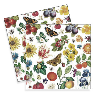 Servetel Flori,fructe,albine si fluturi 33x33cm 2/set 13318175