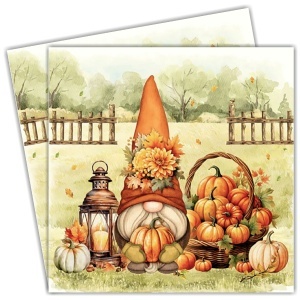 Servetel Gnom si decor toamna 33x33cm 2/set 342039