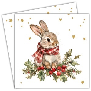Servetel Iepure festiv iarna 33x33cm 2/set 303777