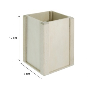Suport creioane placaj/lemn model patrat 8x8x10cm 3mm SC7 - Img 2
