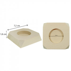 Suport pentru lumanare din lemn colturi tesite 7,2x7,2x1,8cm SL10 - Img 2