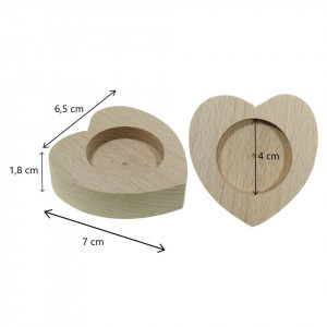 Suport pentru lumanare din lemn model inima 7x6,5x1,8cm SL13 - Img 2