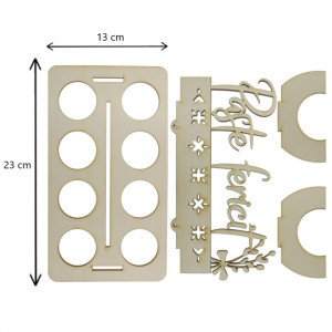 Suport placaj pentru 8 oua cu inscriptie Paste fericit 23x13cm - Img 2