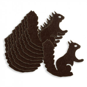 Veverita pasla maro inchis coada stufoasa 4x4cm 10/set