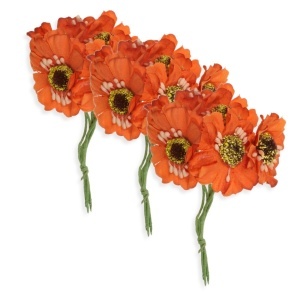 Anemona textil portocaliu 4cm 3x5 fire/set