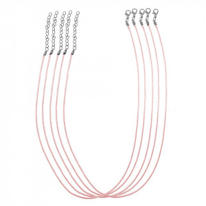 Baza colier snur lucios cerat roz 1mm x 50cm 5/set