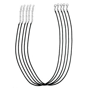 Baza colier snur piele negru 1,5mm x 45/50cm 5/set