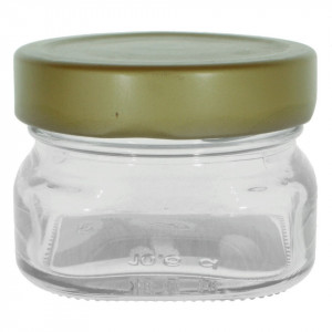 Borcan sticla patrat capac metal culori diverse 80ml (166 TO 63 VE)