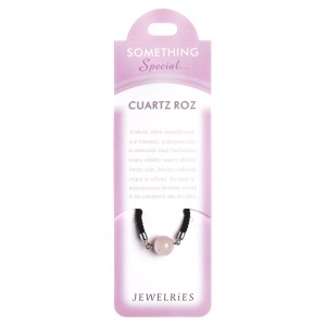 Bratara piatra semipretioasa Cuart roz 12mm cu snur negru