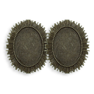 Brosa baza bronz 29x35mm cabochon oval 18x25 mm 2/set B94