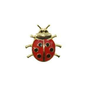 Brosa buburuza 21x21mm auriu/rosu/negru