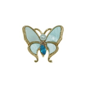 Brosa fluture 2,1x2,4cm auriu/bleu