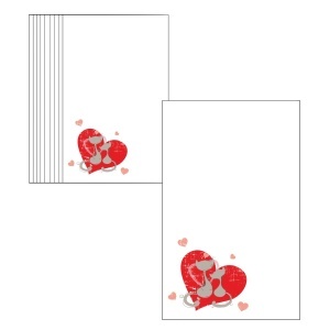 Cartonas martisor model-41 inima + pisica 9x5,4cm 10/set