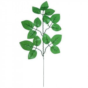 Creanga cu frunze trandafir verde cu 5 ramificatii 47cm