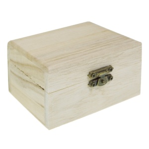 Cutie lemn dreptunghiulara nefinisata cu inchizatoare clapeta 12,5x10x7,5cm A278-01