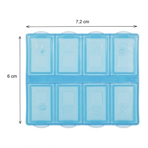 Cutie plastic bleu dreptunghiulara 8 compartimente cu capacele 7,2x2,5cm - Img 2
