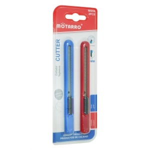 Cutter retractabil latime 0,9cm 2/set albastru/rosu MI056