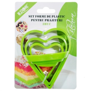 Decupator metalic inima cu maner plastic 9-8-6cm 3/set 037733