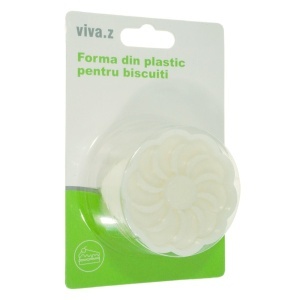 Decupator plastic cu embosare floare cu 10 petale rotunjite 5,3x5,5x4,2cm 2 piese/set alb T10012
