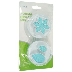 Decupator plastic cu piston floare/frunze 7x5cm 2/set T05197