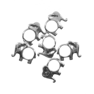 Distantier metalic argintiu elefant 16x13mm 6/set