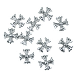 Distantier metalic argintiu inchis cruce 12x12mm 10/set