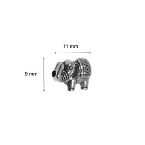 Distantier metalic argintiu inchis elefant 11x9mm 10/set - Img 2